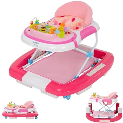 Afbeelding van ib style® Little World 3 in 1 loopstoel loopwagentje met schommelfunctie licht en geluid EN1273:2020 roze