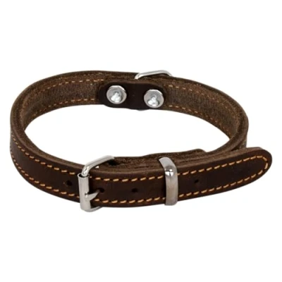 Afbeelding van JACK AND VANILLA, Hondenhalsband, model vet leer, kleur bruin, afmetingen 30 mm x 75 cm
