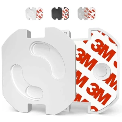 Afbeelding van VegMai® [10 stuks] Kinderslot met draaimechanisme en 3M lijm, ideaal voor baby&#039;s peuters thuis. Europese Schuko caps kleur (wit)