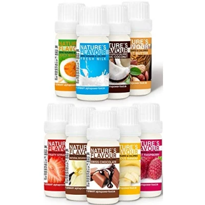 Afbeelding van ALPHAPOWER FOOD Voedselaromaset, vloeistof voor het bakken, shakes, muesli en dranken. Suikervrije smaakdruppels