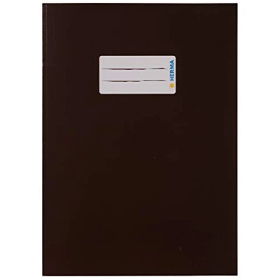 Afbeelding van HERMA 19768 Kartonnen notitieboekjes, DIN A5, boekhoezen met tekstveld, van stevig en extra sterk papier, set 10 stuks, voor schoolschriften, bruin