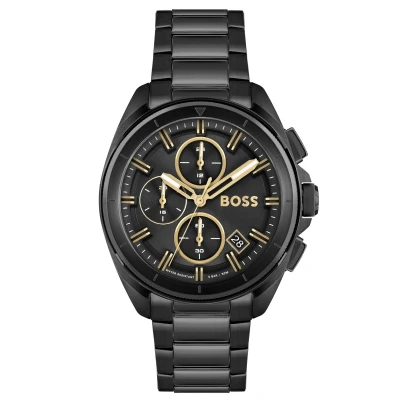 Afbeelding van BOSS HB1513950 VOLANE Heren Horloge Mineraalglas Roestvrijstaal Zwart 44 mm breed 4.4 cm lang Quartz Vouw/Vlindersluiting 5 ATM (douchen)