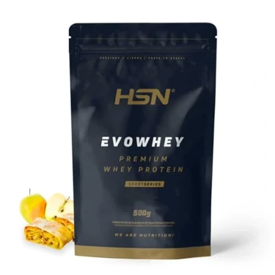 Afbeelding van HSN Evowhey Protein 2.0 weiproteïneconcentraat, appelstructuursmaak, 500 g = 17 blikjes per verpakking, wei proteïneconcentraat, niet GMO, vegetarisch, gluten en sojavrij