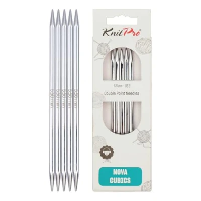 Afbeelding van KnitPro 15 cm x 5,5 mm Nova Cubics dubbelpuntige naalden, glanzend messing