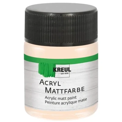 Afbeelding van KREUL 75554 Matte acrylverf, lichtroze in een potje van 50 ml, romig dekkende, sneldrogende verf op waterbasis, geschikt voor vele verschillende ondergronden