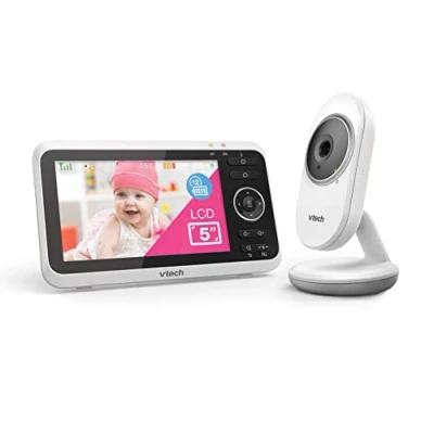 Afbeelding van VTech Baby Monitor VM350 video babyfoon met beweegbare camera, 720p helder geluid, lcd kleurenscherm en nachtzichtfunctie intercomfunctie, slaapliedjes geluiden