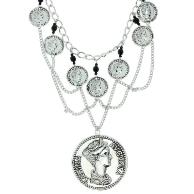 Afbeelding van Behave Ketting zilver kleur met munten