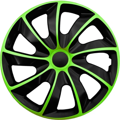 Afbeelding van NRM Quad Bicolour Wieldoppen 14&quot; Set van 4 stuks / Kunststof Groen/Zwart