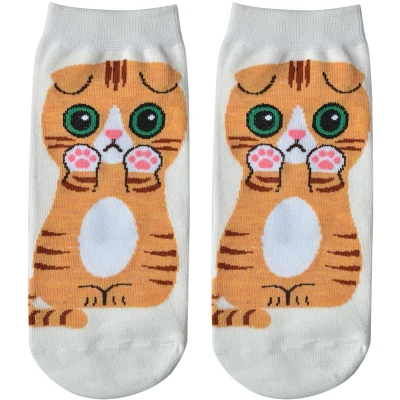Afbeelding van Clayre &amp; Eef Grappige Sokken one size Wit Polyester Kat