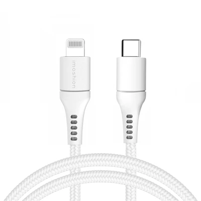 Afbeelding van Non MFI Braided USB C to Lightning cable 2 Meter van iMoshion / Wit