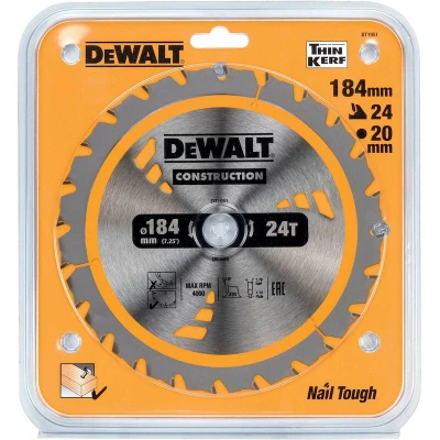 Afbeelding van DeWalt Accessoires Cirkelzaagblad 184x20x24t, positief 18, kerf 1,8mm DT1951 QZ