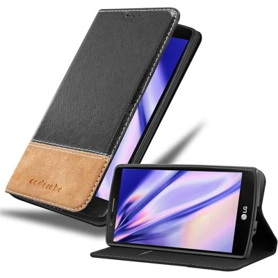 Afbeelding van Cadorabo Hoesje geschikt voor LG G4 / PLUS in ZWART BRUIN Beschermhoes met magnetische sluiting, standfunctie en kaartvakje Book Case Cover Etui