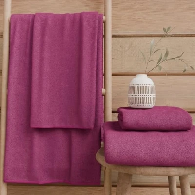 Afbeelding van PETTI Artigiani Italiani Badhanddoeken van 100% katoenen badstof, handdoekenset 2 + 2, 4 stuks, gezichtsdoeken en handdoeken, handdoeken fuchsia
