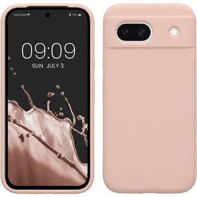 Afbeelding van kwmobile telefoonhoesje geschikt voor Google Pixel 8a Hoesje met siliconen coating Smartphone case in oudroze
