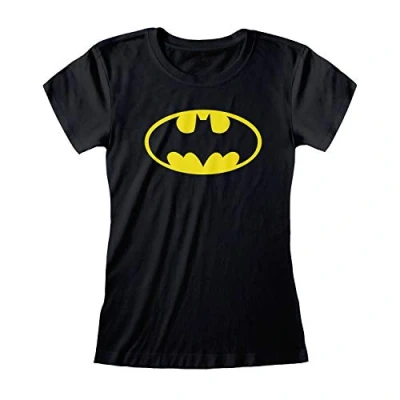 Afbeelding van DC Comics Batman Klassisches Logo Gemonteerd t shirt, Vrouwen, XS 4XL, Schwarz, Officiële Koopwaar
