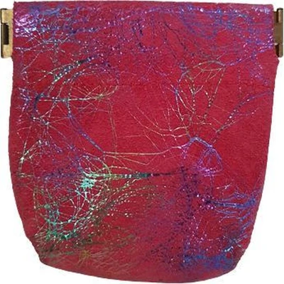 Afbeelding van Leren Sleuteletui Rood Glitter Knijp Sleutelmapje Portemonnee Kleingeldmapje Sleuteltasje