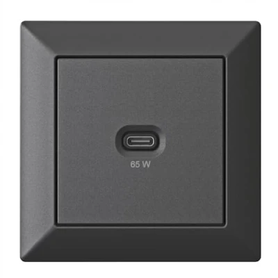 Afbeelding van Inbouw USB laadstation, C 65 watt lader, mat zwart