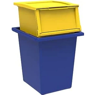 Afbeelding van TERRY Ecobin 25+30 vuilnisbakkenset, 2 stuks, geel en blauw, materiaal: slagvast polypropyleen, inhoud 25 l + 30