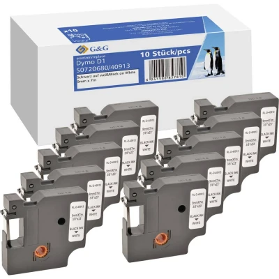 Afbeelding van G&amp;G Labeltape Tapekleur: Wit Tekstkleur: Zwart 9 mm 7 m
