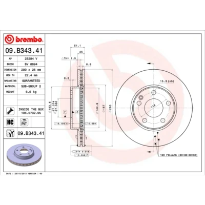Afbeelding van Brembo Remschijf 09.B343.41