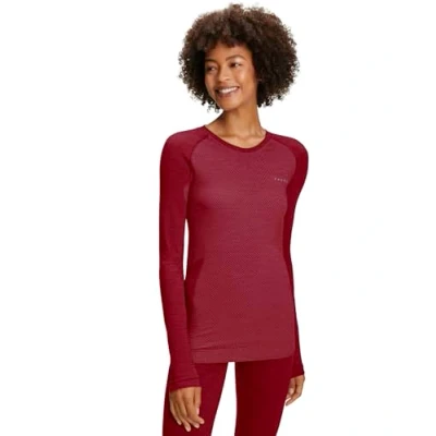 Afbeelding van FALKE Dames Top van onderlaag Wool Tech Light Round Neck W L/s Sh wol functioneel materiaal sneldrogend 1 stuk, Roze Red 8644, XL