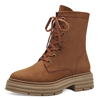 Afbeelding van MARCO TOZZI dames 2 25287 41 Lace Boot Flat, Nut, EU
