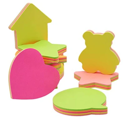 Afbeelding van zelfklevende notities, heldere kleur verwijderbare kleverige noot 8 pads per pak 100 vellen pad 5 kleuren verpakking verschillende vormen binnen 76 mm x