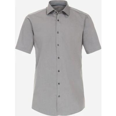 Afbeelding van VENTI modern fit overhemd korte mouw twill grijs Strijkvrij Boordmaat: 39