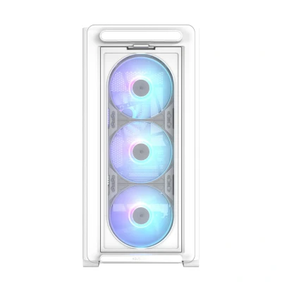 Afbeelding van ASUS A23 Plus TG ARGB witte microATX pc behuizing (vooraf geïnstalleerde ventilatoren, mesh frontpaneel, compatibel met moederborden verborgen aansluitingen, 360 mm radiatoren, 380