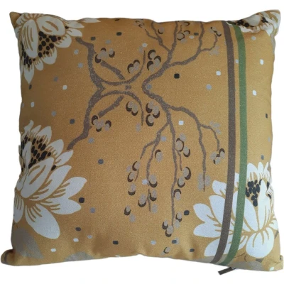 Afbeelding van FURNILUX Set van 2 Sierkussens 45x45 cm Bloem oker