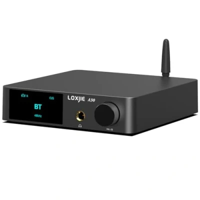 Afbeelding van LOXJIE A30 Desktop stereo hifi eindversterker Hoofdtelefoonversterker,ES9023 chip,nfineon MA12070 chip Klasse D versterker,USB/optisch/coaxiaal/RCA/Bluetooth 5.0 ingang met afstandsbediening