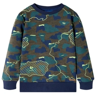 Afbeelding van Kindershirt met print 128 gemleerd donkerkakikleurig