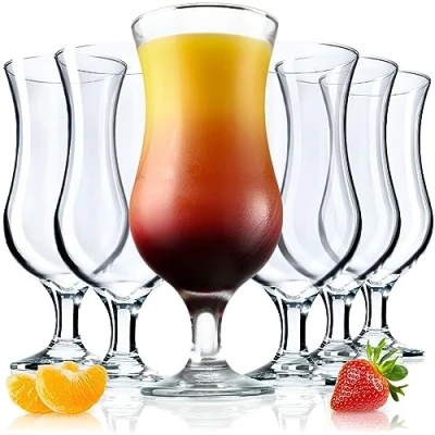Afbeelding van KADAX Cocktailglazen, 460 ml longdrinkglazen van robuust glas, vaatwasmachinebestendige glazen in 6 delige set, drinkglazen voor cocktails, water, smoothie (6 x ml, clementine)