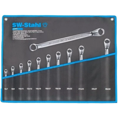 Afbeelding van SW Stahl 00181L dubbele ringsleutelset 6 32 mm, 11 delig, diep gebogen I ringsleutel sleutelset