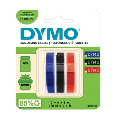 Afbeelding van Dymo S0847750 Tape Wit op zwart/rood/blauw (9 mm)