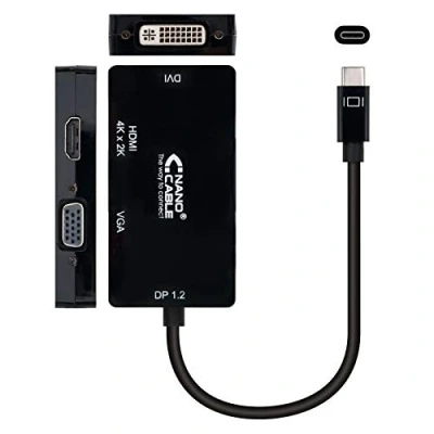 Afbeelding van Adapter USB C naar VGA/HDMI/DVI NANOCABLE 10.16.4301 BK (10 cm) Zwart 10 cm
