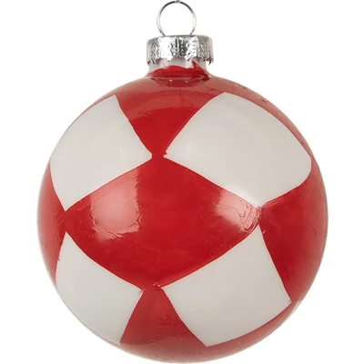 Afbeelding van Clayre &amp; Eef Kerstbal Ø 8x8 cm Rood Roze Glas Kerstboomversiering