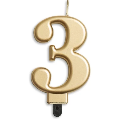 Afbeelding van Kaars 3 jaar Goud Metallic 8cm