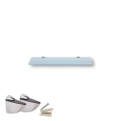 Afbeelding van Euro Tische glazen wandrek, 30 x 17,8 cm, badkamerrek, plank voor badkamer, doucheplank met 6 mm ESG veiligheidsglas en metalen houders, gemonteerd, verschillende maten, wit