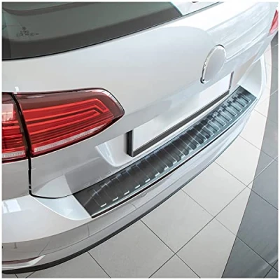 Afbeelding van teileplus24 L636 Achterbumperprotector gemaakt van V2A RVS met afschuining, Kleur:Zwart geborsteld