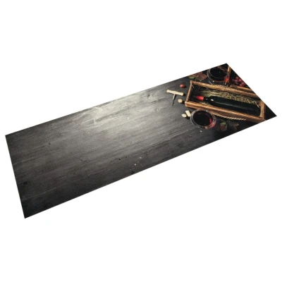 Afbeelding van Keukenmat wasbaar wijnflesprint 60x180 cm fluweel