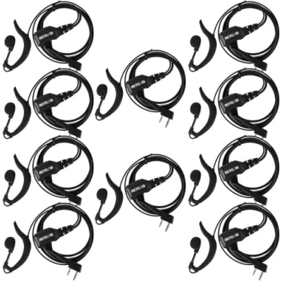 Afbeelding van Retevis R111 Draadloze Headset G vorm Oortelefoon Hoofdtelefoon Portofoon Oortjes Compatibel met Walkie Talkie RT24 RT21 RT22 RT27 RT15 Baofeng BF 88E 888S Tyhbelle Kenwood (10 Stuks)