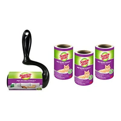 Afbeelding van Scotch Brite Groot oppervlak Extra kleverige haarroller + Pet Sticky Hair Roller Refill 4 stuks in Pack, 48 vellen/roller, Weiß