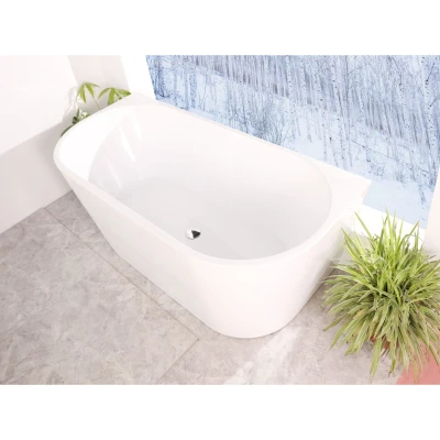 Afbeelding van Half Vrijstaand Ligbad BWS Arcryl 170x80x60 cm Wit