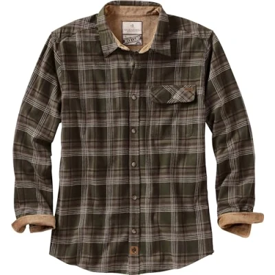 Afbeelding van Legendary Whitetails Heren Buck Camp Flanel, Lange Mouw Plaid Button Down Casual Shirt, Corduroy Manchetten, Forest Plaid, S