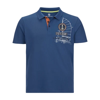 Afbeelding van Jan Vanderstorm regular fit polo NICCO Plus Size met printopdruk blauw