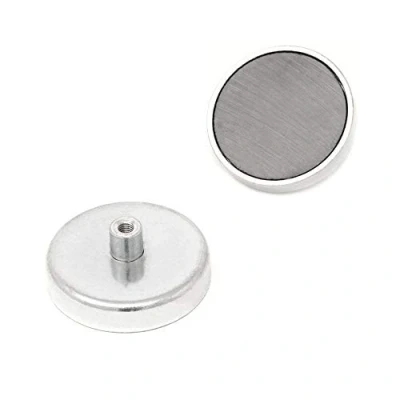 Afbeelding van Ferrietpotmagneet met M5 binnendraad voor kunst, ambachten, modelmaken, doe het zelf en hobby&#039;s 50mm dia x 10mm dik 22.5kg pull