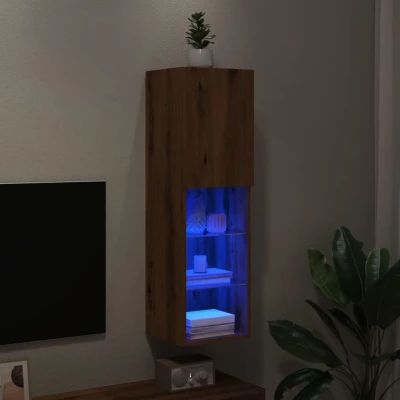 Afbeelding van Tv meubel met LED verlichting 30,5x30x102 cm artisanaal eiken
