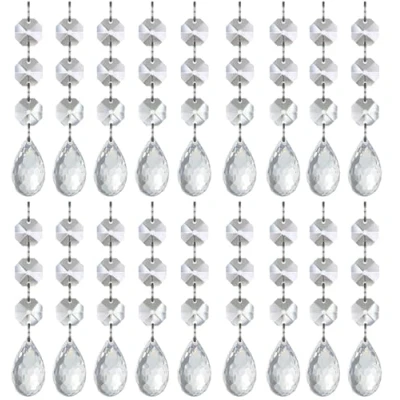 Afbeelding van UCLEVER 30 stuks zonnevanger hangers, kristallen zonnevanger, 38 mm, druppel, kristalglas, kroonluchter, lichtvanger, hanger, prisma&#039;s voor raam, huis, tuin, windspel (30, waterdruppels)