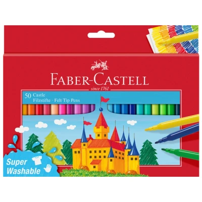 Afbeelding van 6x Viltstift Faber Castell 50 stuks karton etui assorti